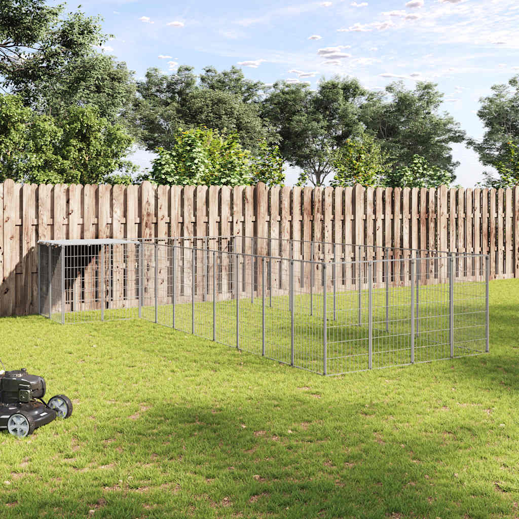 vidaXL Kojec dla psa, srebrny, 13,31 m², stalowy