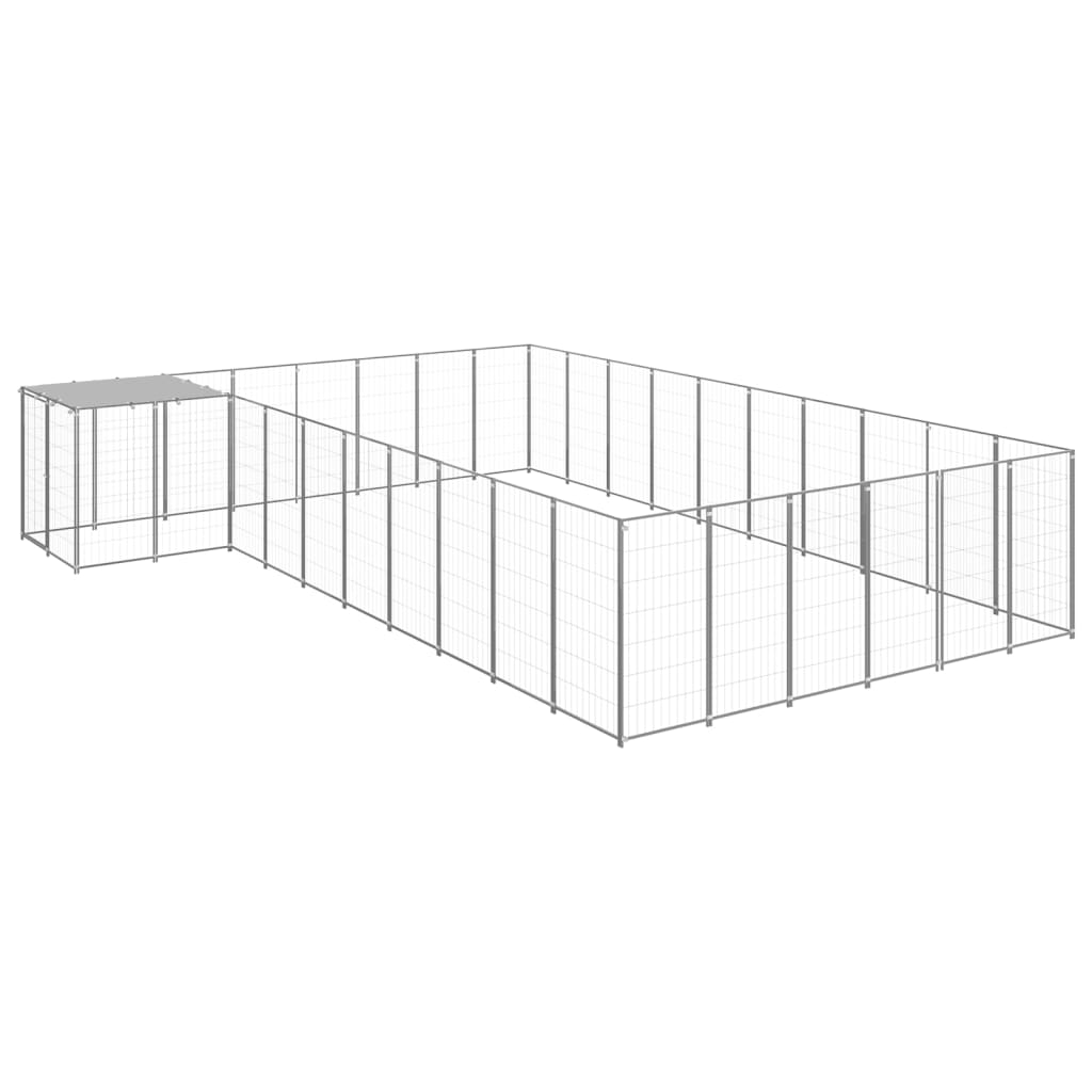 vidaXL Kojec dla psa, srebrny, 19,36 m², stalowy