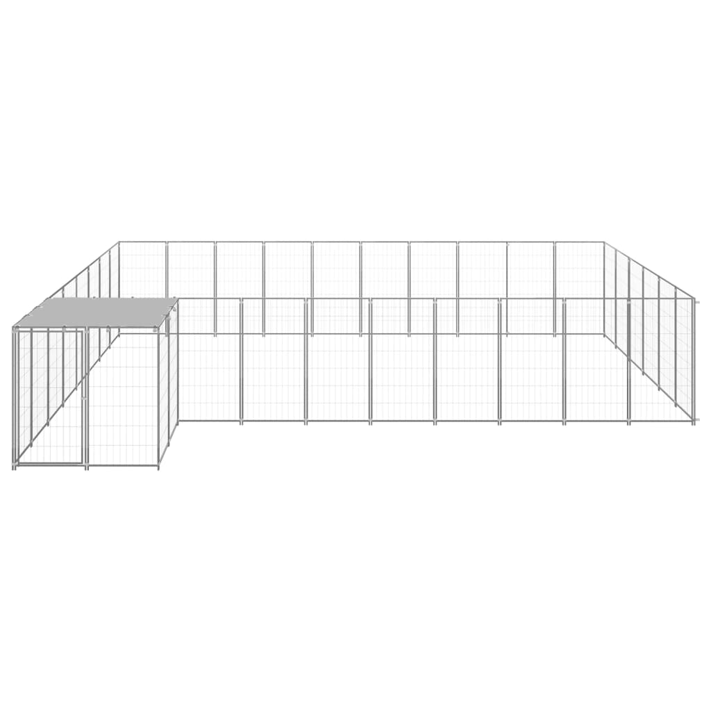 vidaXL Kojec dla psa, srebrny, 19,36 m², stalowy