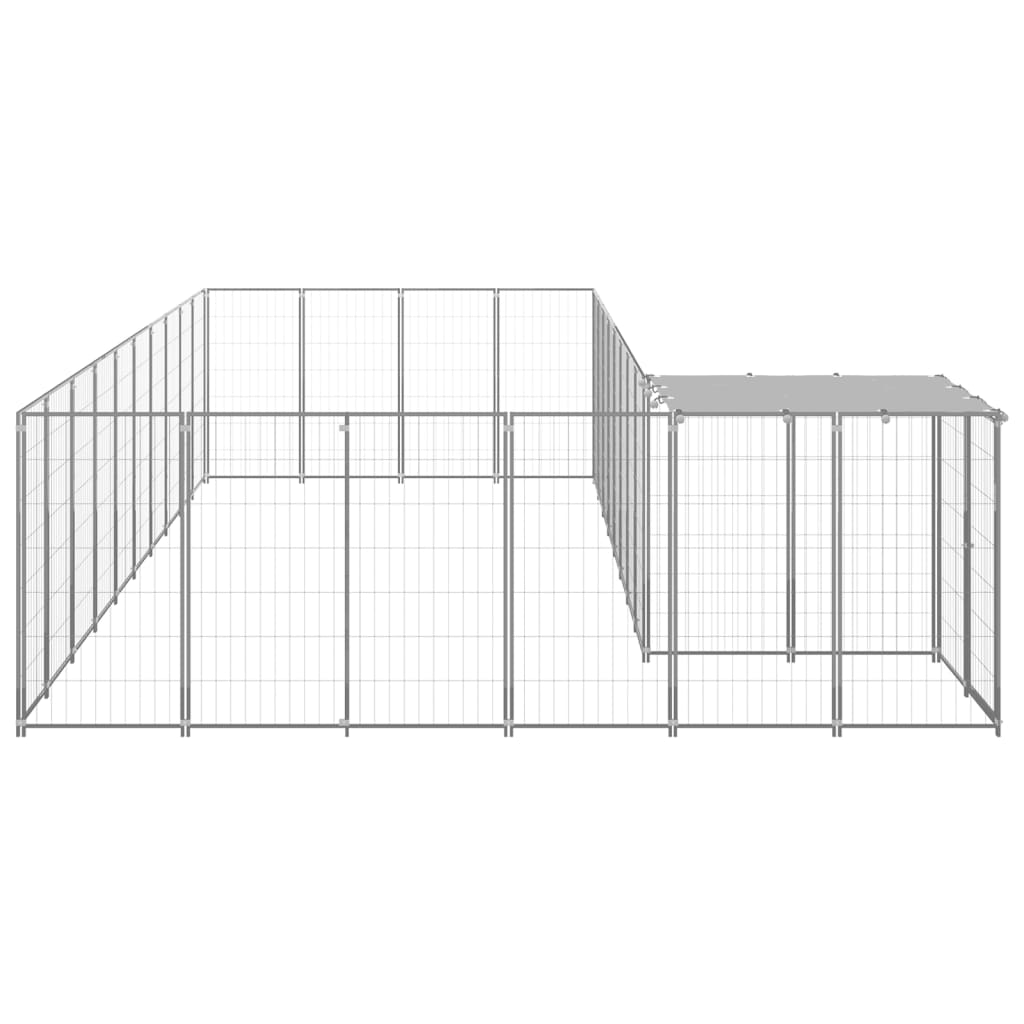 vidaXL Kojec dla psa, srebrny, 19,36 m², stalowy
