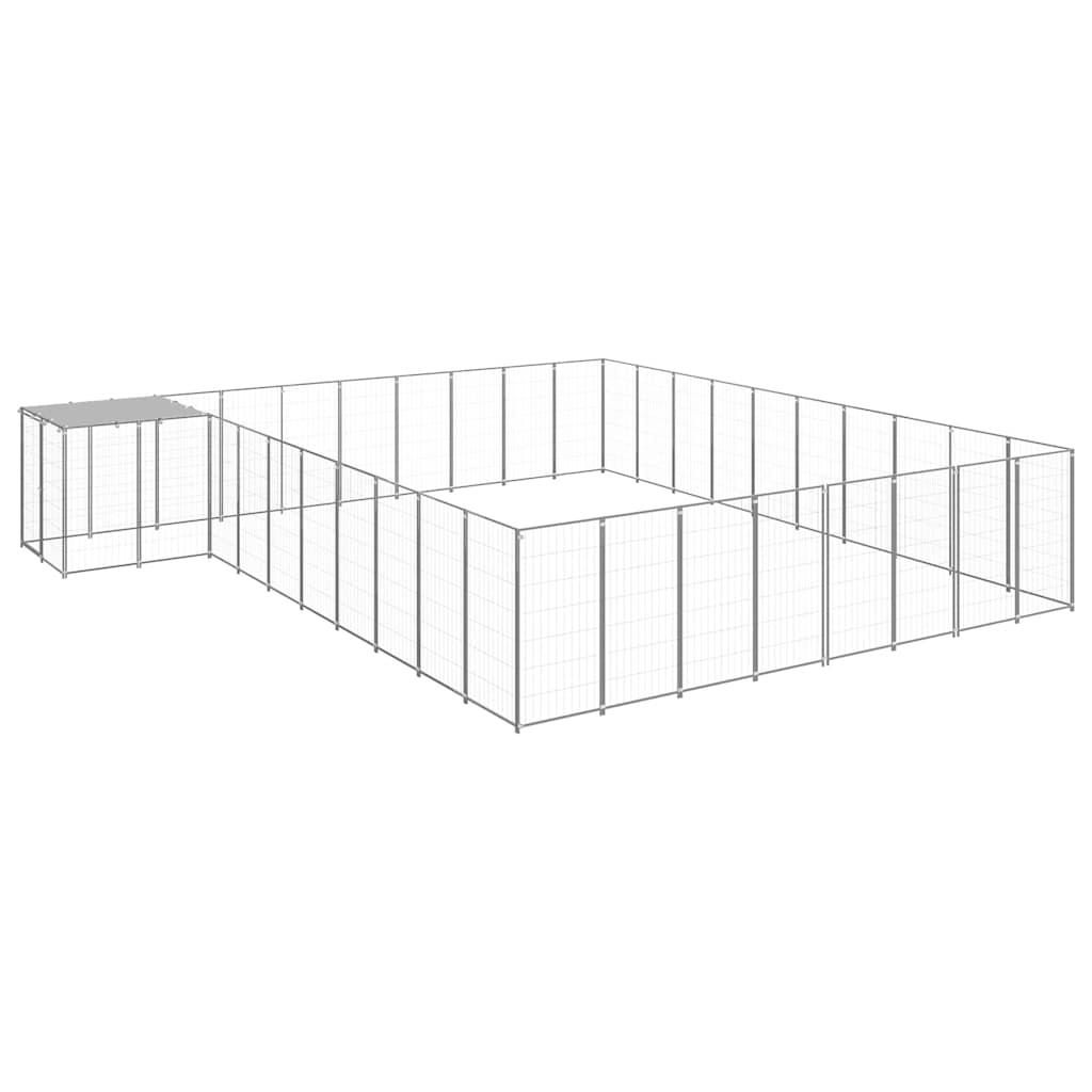 vidaXL Kojec dla psa, srebrny, 25,41 m², stalowy