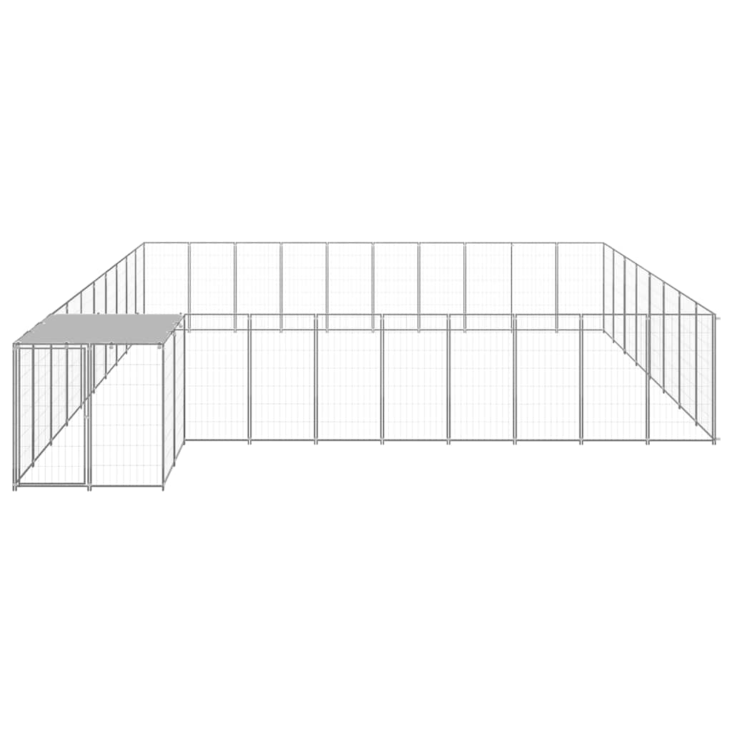 vidaXL Kojec dla psa, srebrny, 25,41 m², stalowy