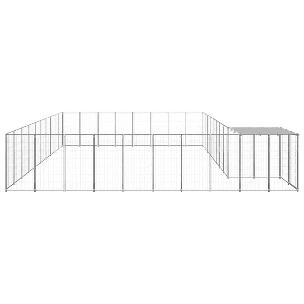 vidaXL Kojec dla psa, srebrny, 25,41 m², stalowy