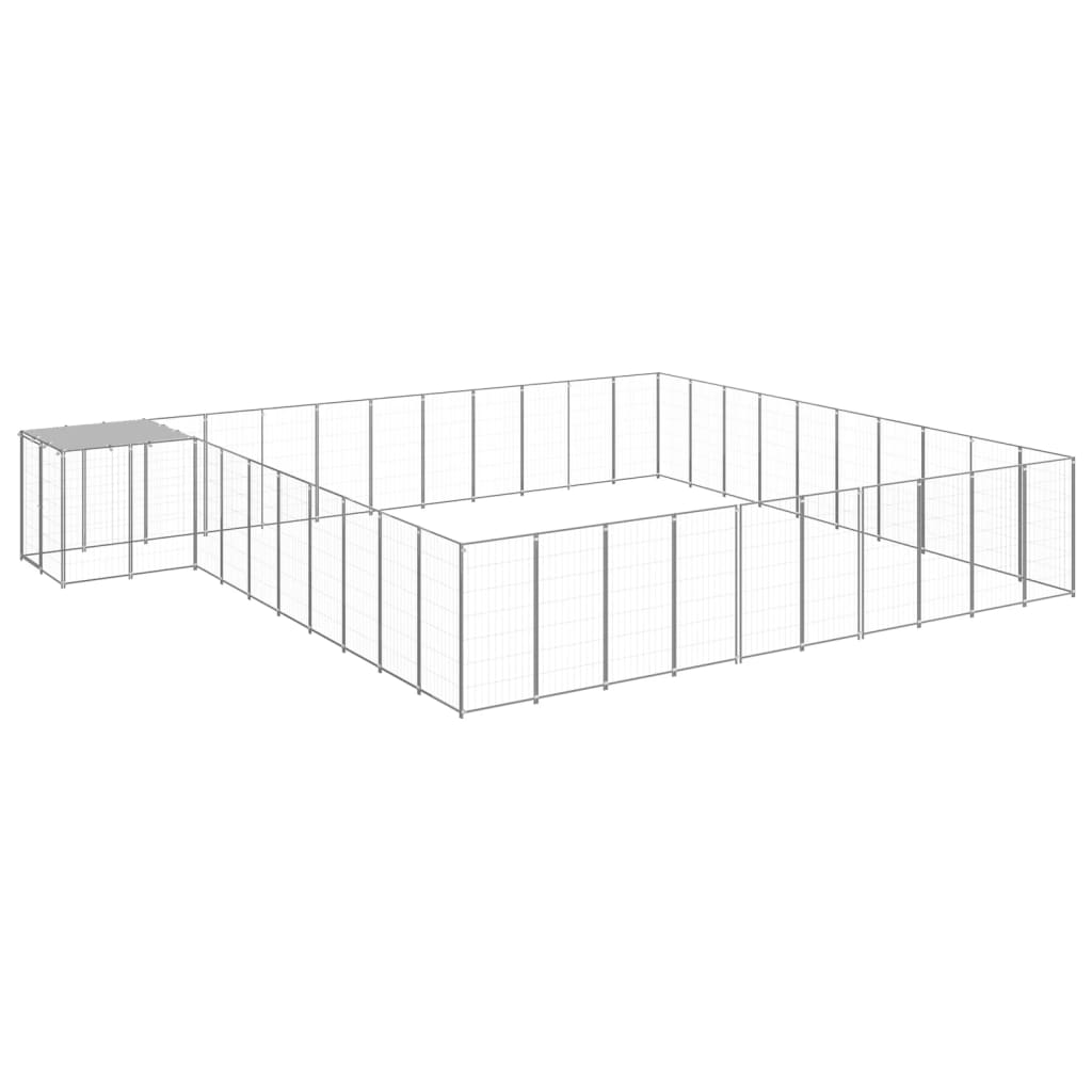 vidaXL Kojec dla psa, srebrny, 31,46 m², stalowy