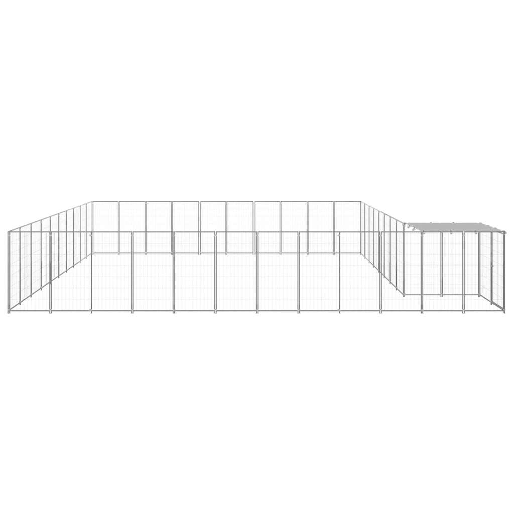 vidaXL Kojec dla psa, srebrny, 31,46 m², stalowy