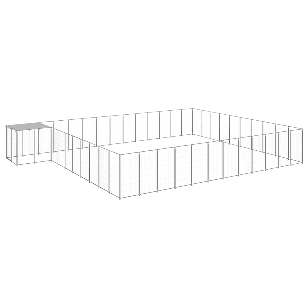 vidaXL Kojec dla psa, srebrny, 37,51 m², stalowy