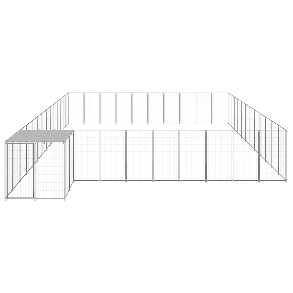vidaXL Kojec dla psa, srebrny, 37,51 m², stalowy