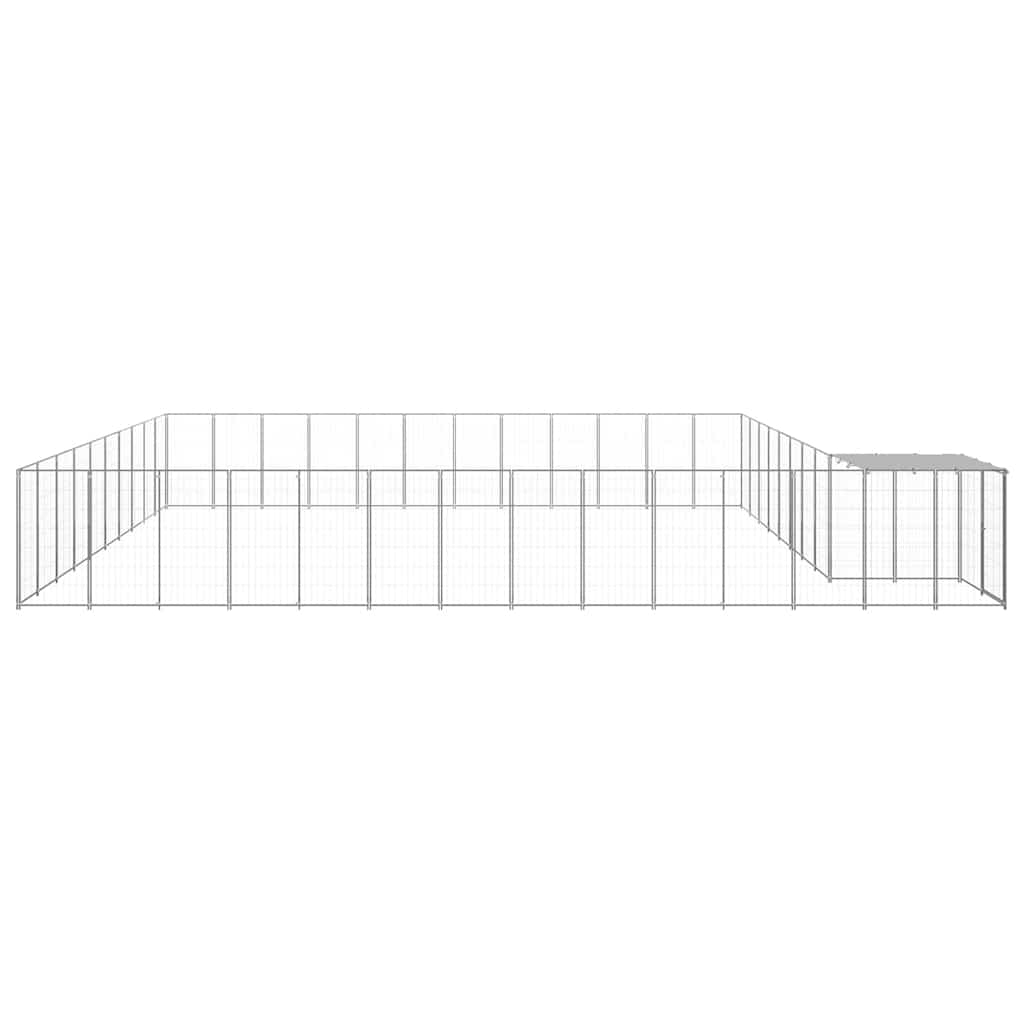 vidaXL Kojec dla psa, srebrny, 37,51 m², stalowy