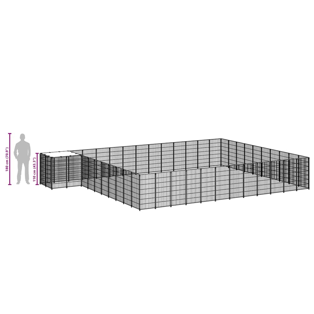 vidaXL Kojec dla psa, srebrny, 37,51 m², stalowy