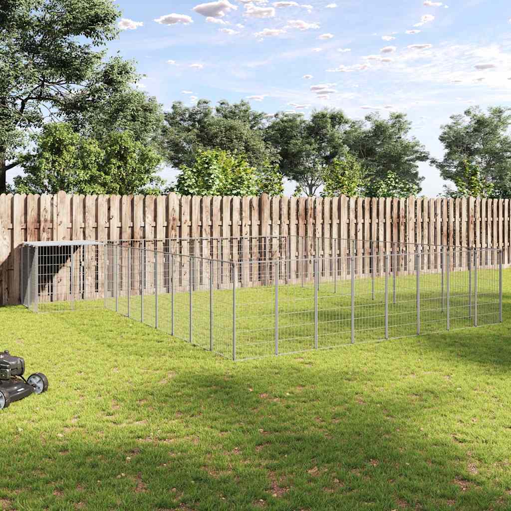 vidaXL Kojec dla psa, srebrny, 37,51 m², stalowy