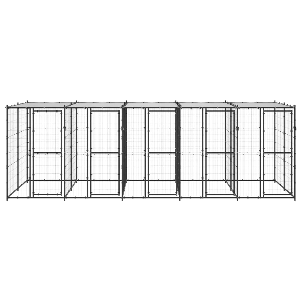 vidaXL Kojec dla psa, z zadaszeniem, stalowy, 12,1 m²