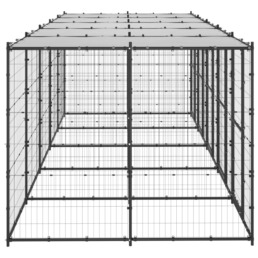 vidaXL Kojec dla psa, z zadaszeniem, stalowy, 12,1 m²