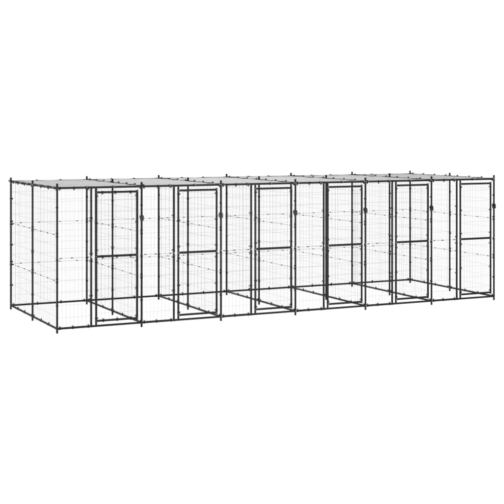 vidaXL Kojec dla psa, z zadaszeniem, stalowy, 14,52 m²
