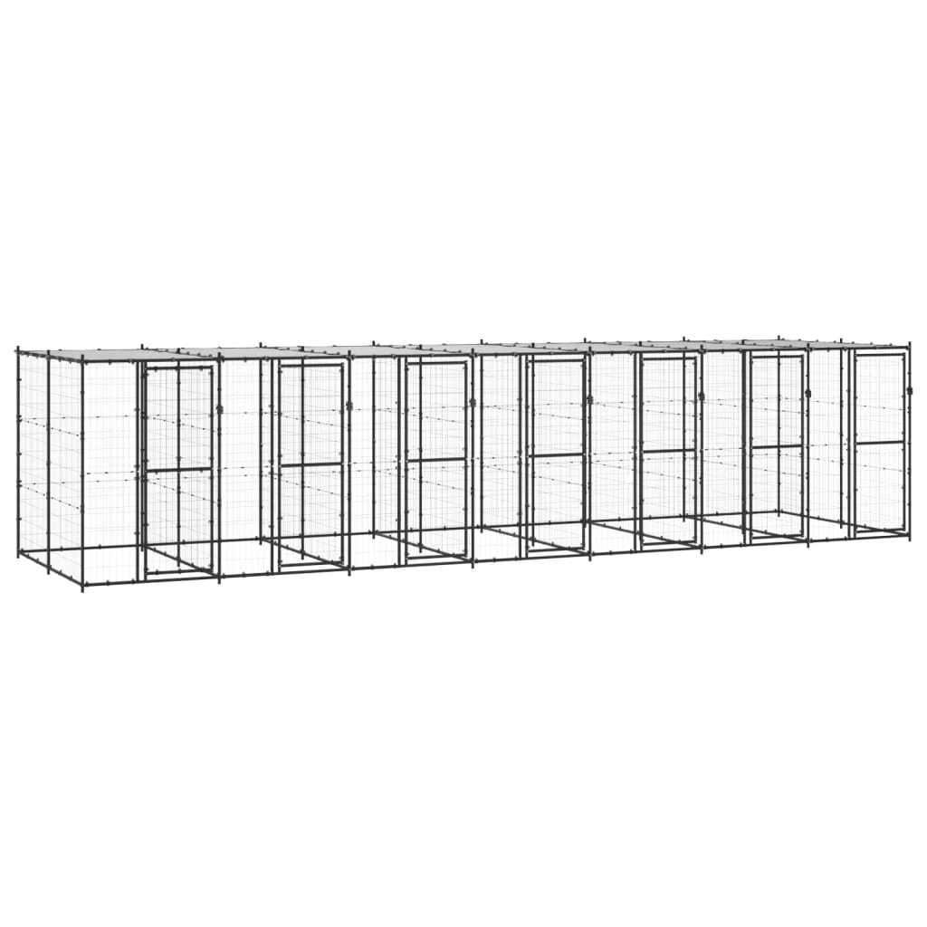 vidaXL Kojec dla psa, z zadaszeniem, stalowy, 16,94 m²