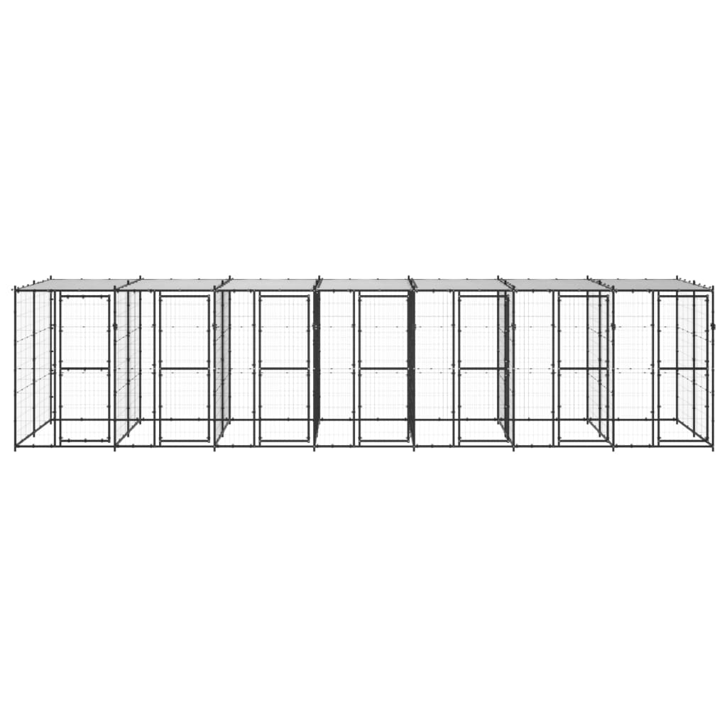vidaXL Kojec dla psa, z zadaszeniem, stalowy, 16,94 m²