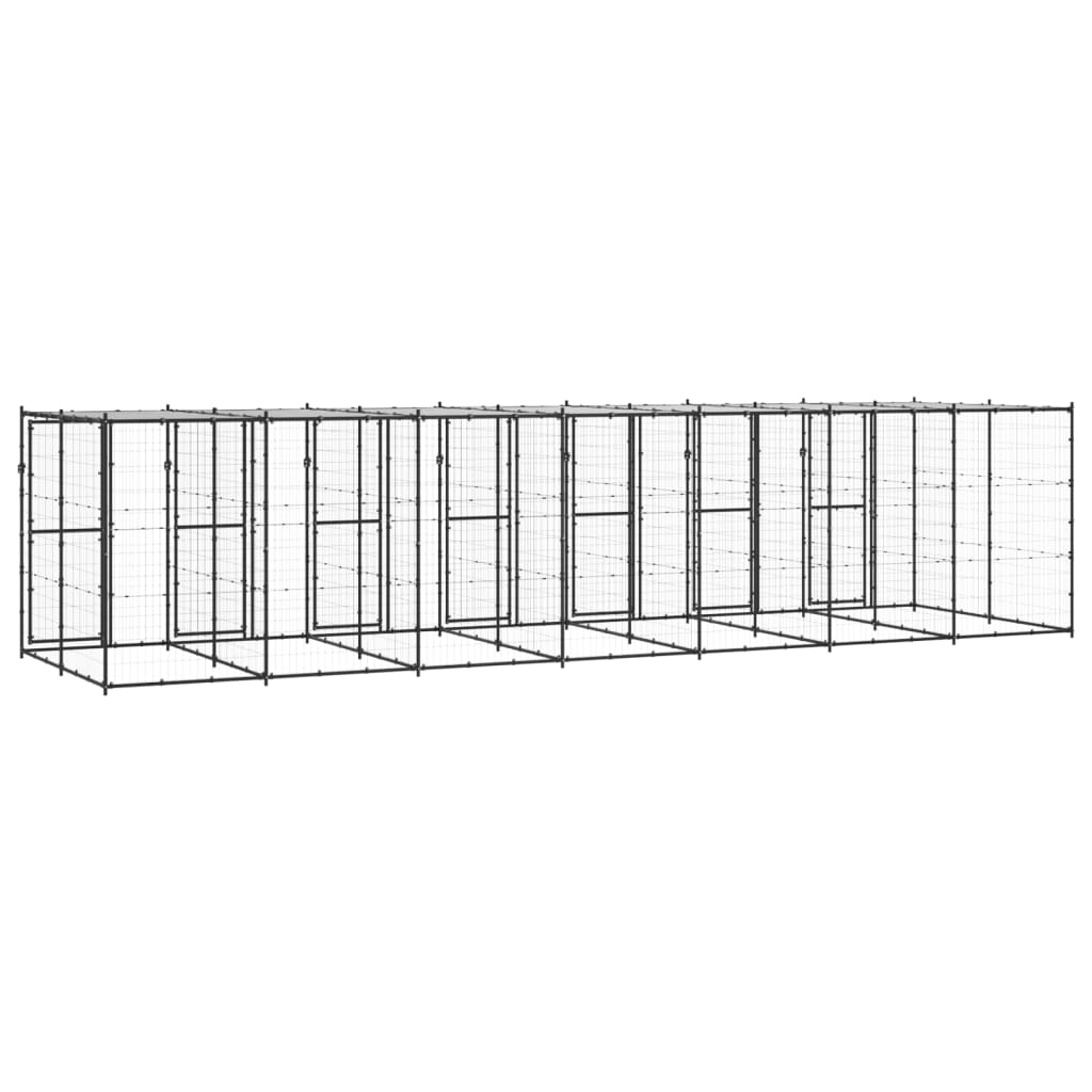 vidaXL Kojec dla psa, z zadaszeniem, stalowy, 16,94 m²