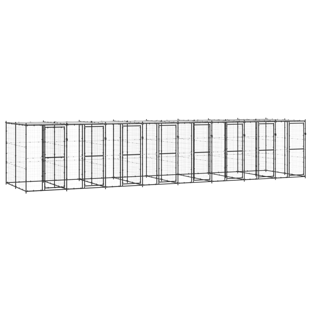 vidaXL Kojec dla psa, z zadaszeniem, stalowy, 19,36 m²