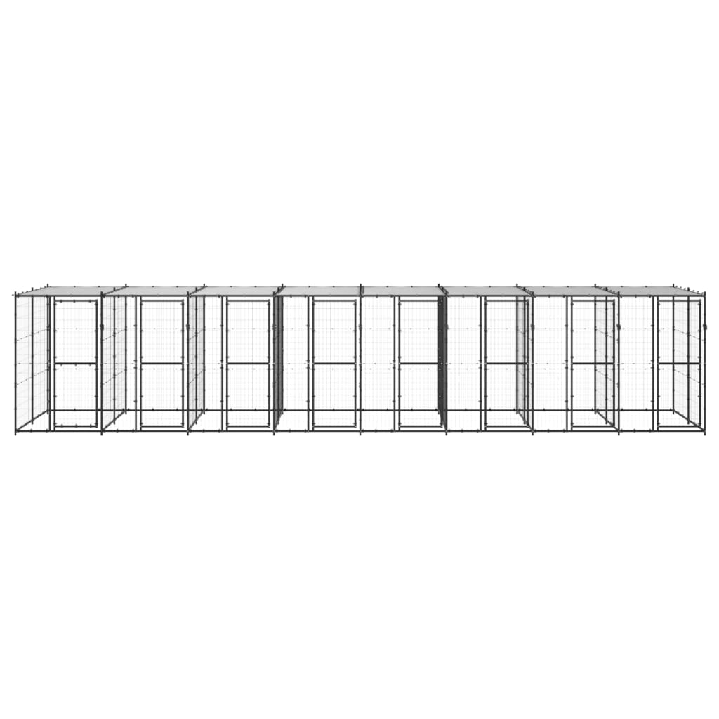 vidaXL Kojec dla psa, z zadaszeniem, stalowy, 19,36 m²