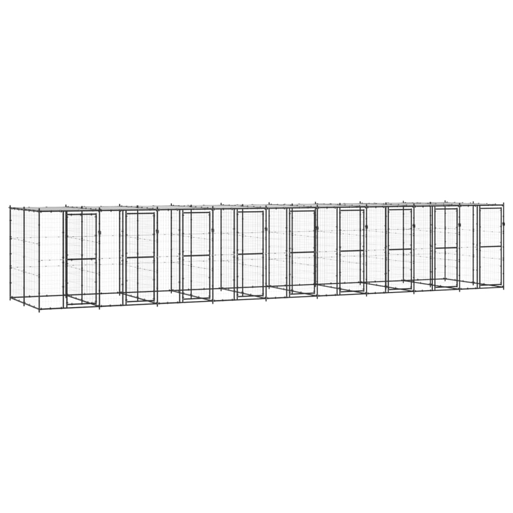 vidaXL Kojec dla psa, z zadaszeniem, stalowy, 21,78 m²