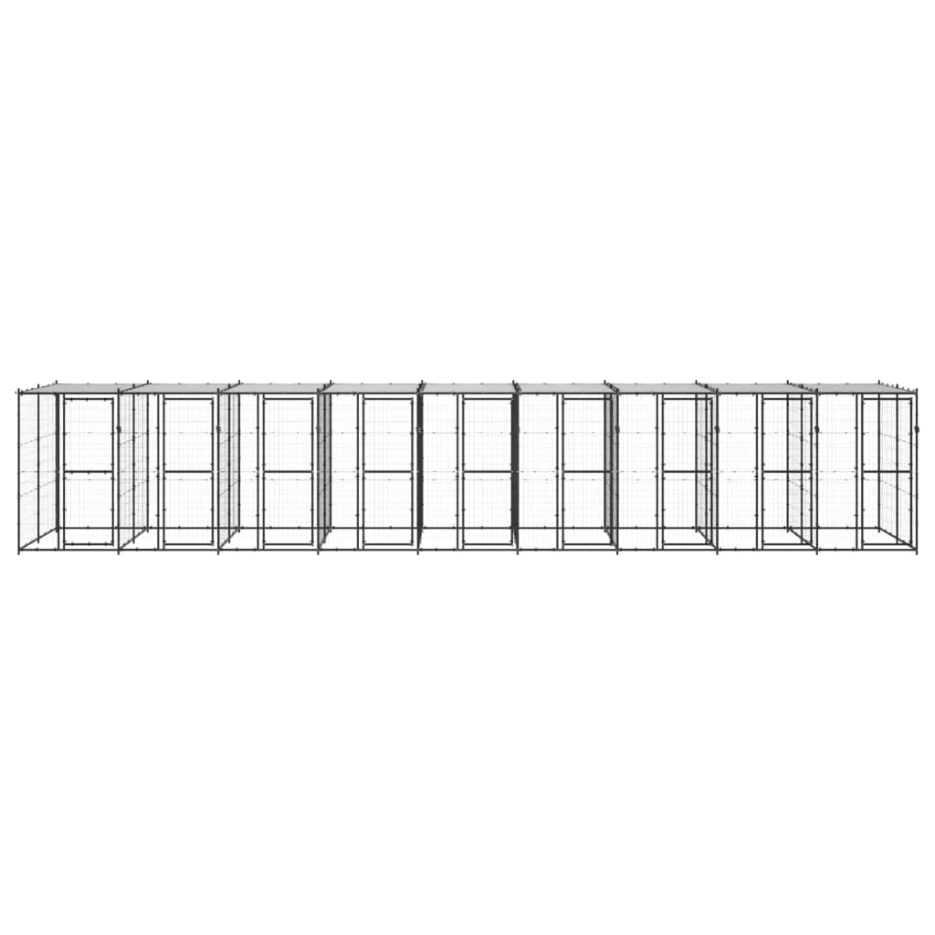 vidaXL Kojec dla psa, z zadaszeniem, stalowy, 21,78 m²