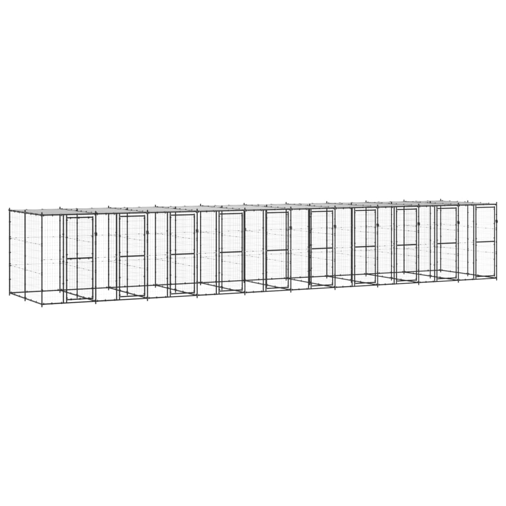vidaXL Kojec dla psa, z zadaszeniem, stalowy, 24,2 m²