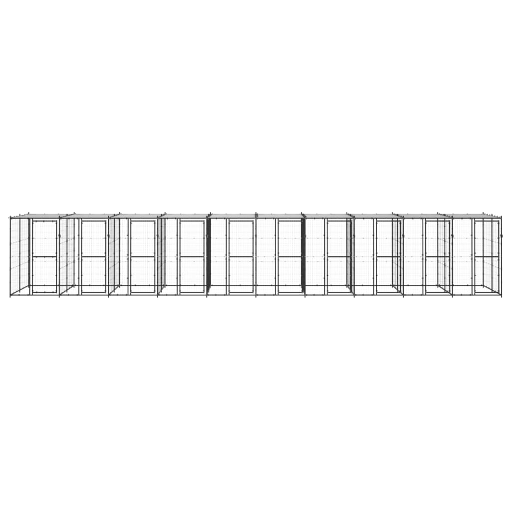 vidaXL Kojec dla psa, z zadaszeniem, stalowy, 24,2 m²