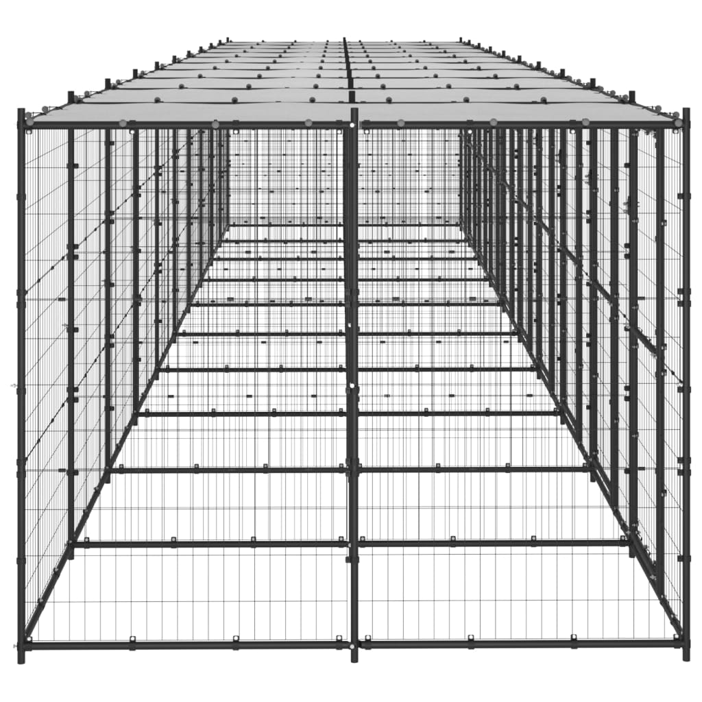 vidaXL Kojec dla psa, z zadaszeniem, stalowy, 24,2 m²