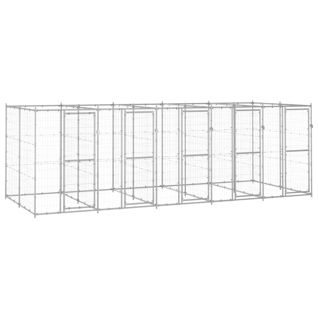 vidaXL Kojec zewnętrzny dla psa, stal galwanizowana, 12,1 m²