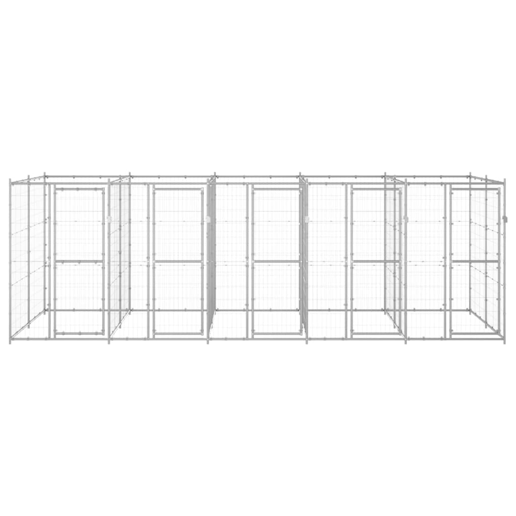 vidaXL Kojec zewnętrzny dla psa, stal galwanizowana, 12,1 m²
