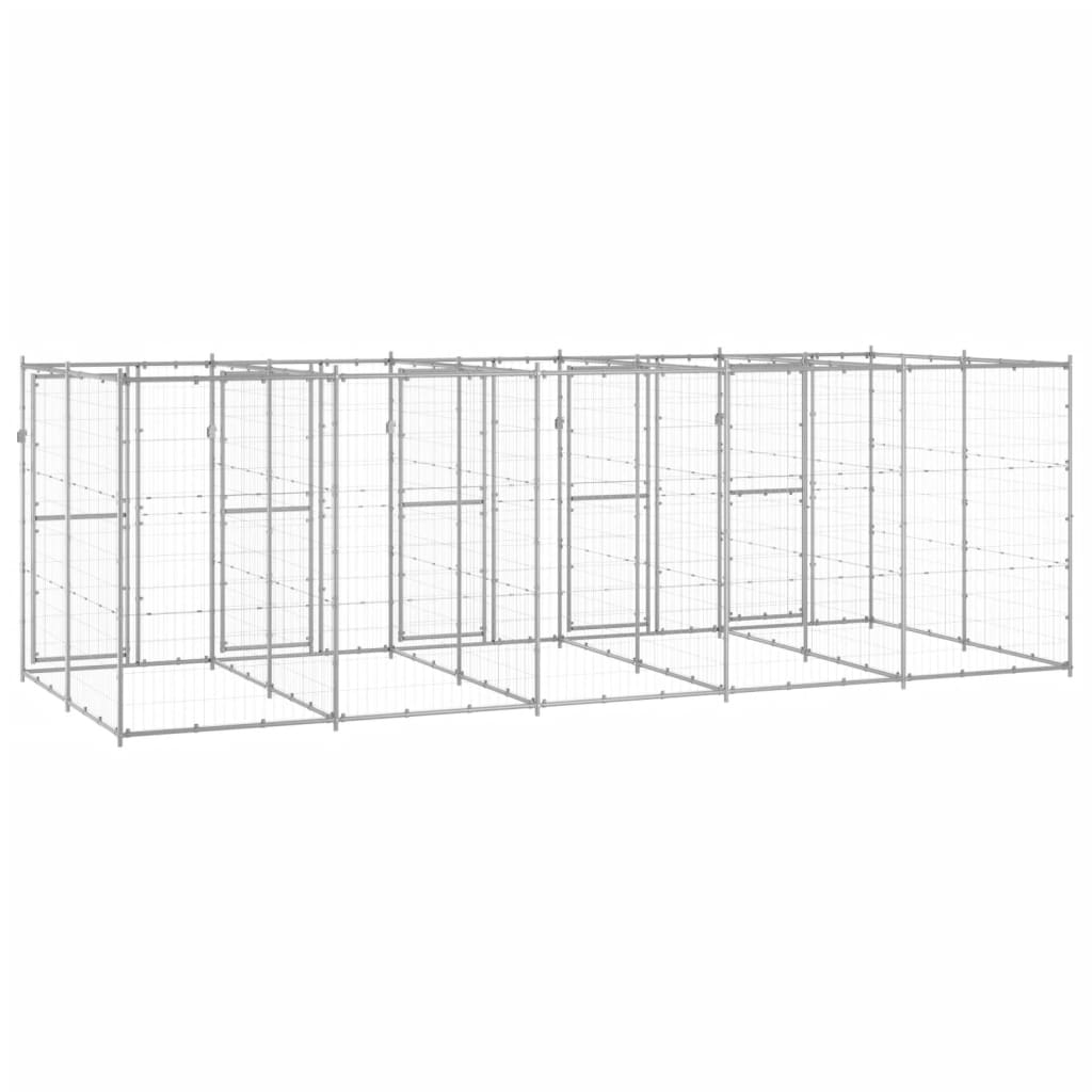 vidaXL Kojec zewnętrzny dla psa, stal galwanizowana, 12,1 m²