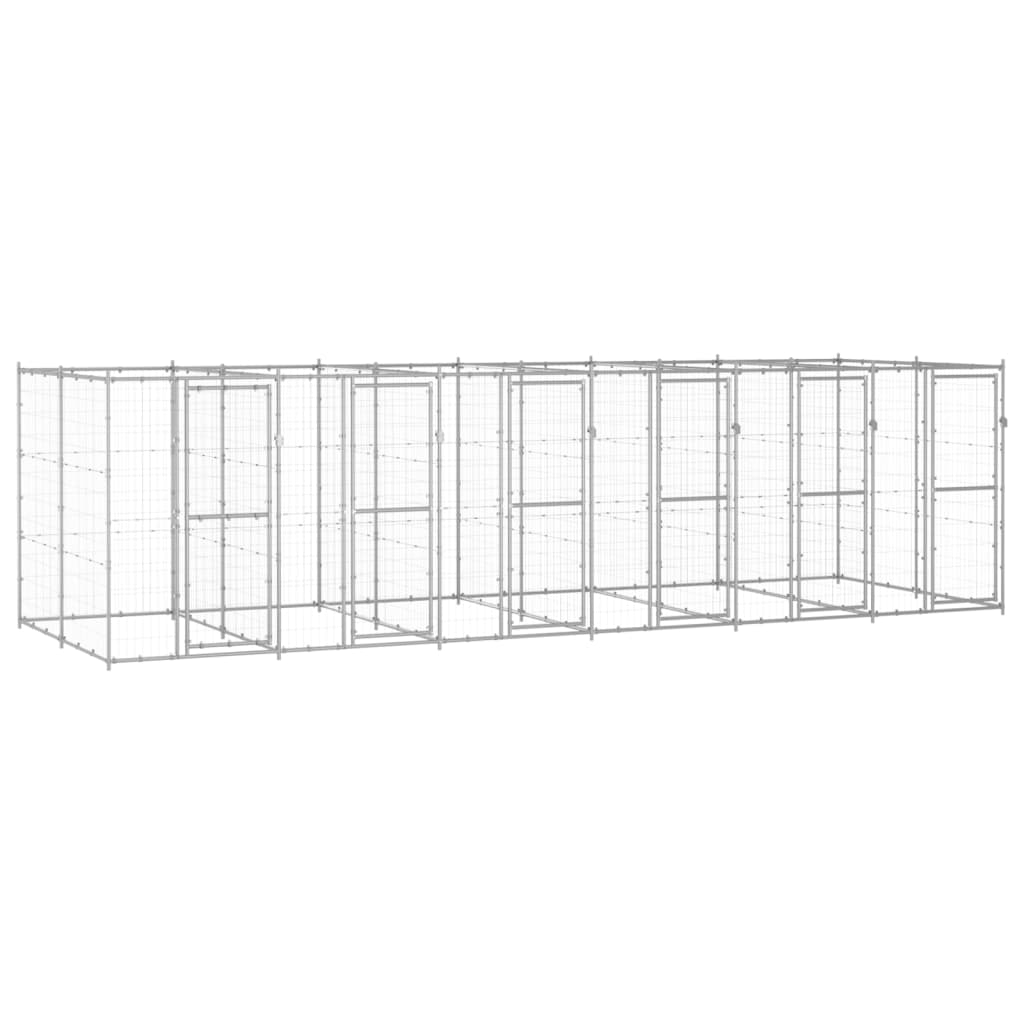 vidaXL Kojec zewnętrzny dla psa, stal galwanizowana, 14,52 m²
