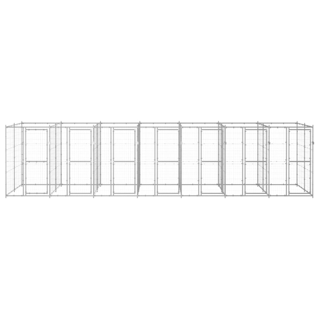 vidaXL Kojec zewnętrzny dla psa, stal galwanizowana, 16,94 m²