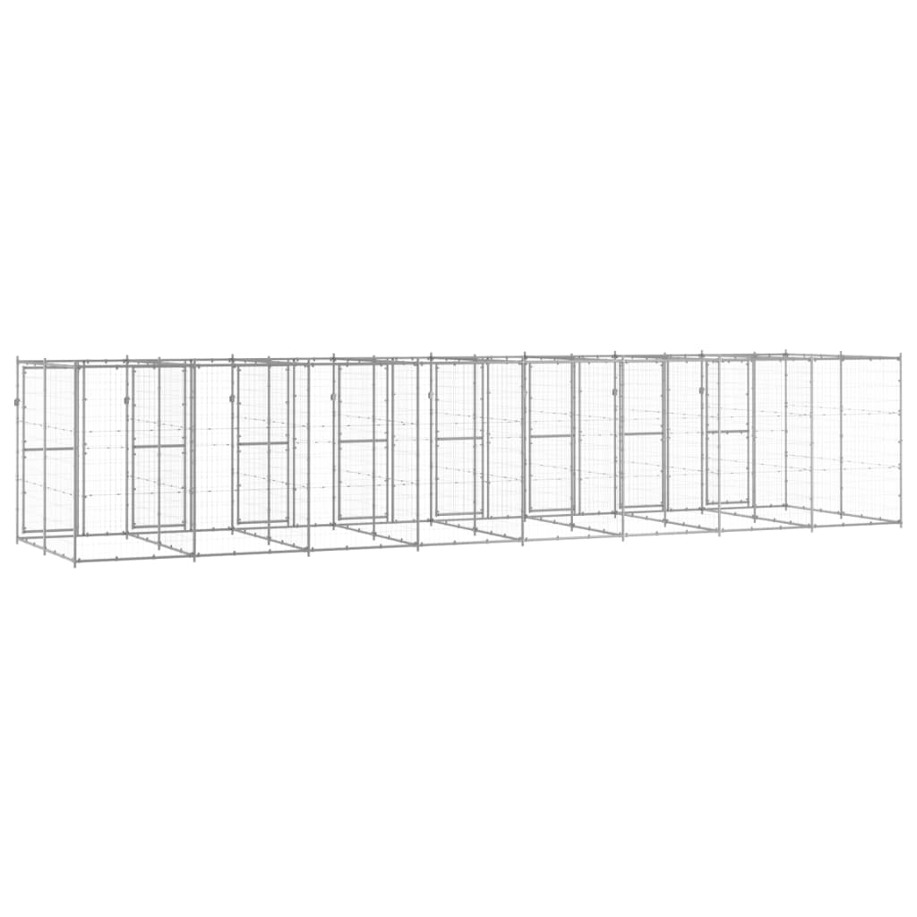 vidaXL Kojec zewnętrzny dla psa, stal galwanizowana, 19,36 m²