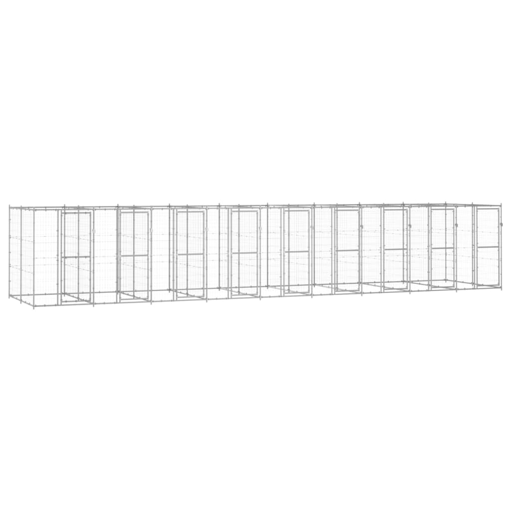 vidaXL Kojec zewnętrzny dla psa, stal galwanizowana, 21,78 m²