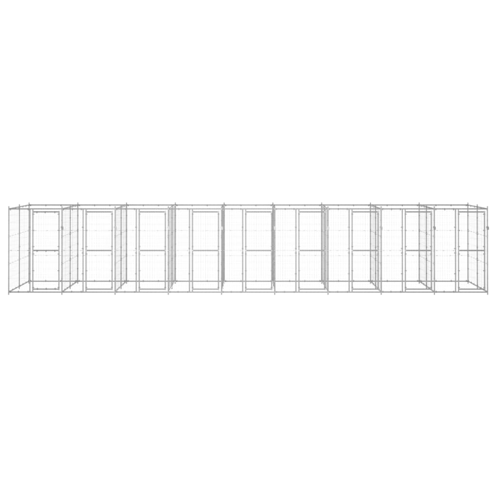 vidaXL Kojec zewnętrzny dla psa, stal galwanizowana, 21,78 m²