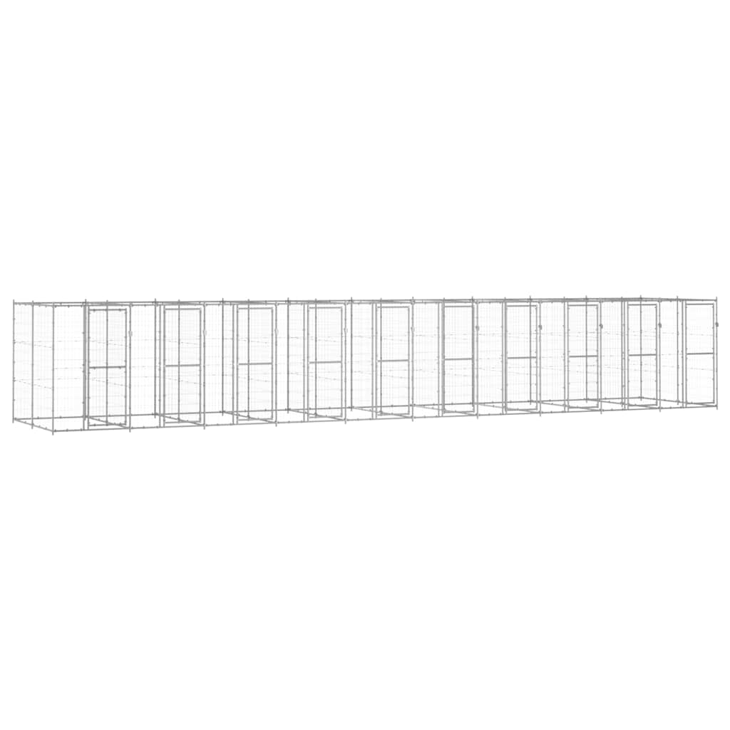 vidaXL Kojec zewnętrzny dla psa, stal galwanizowana, 24,2 m²
