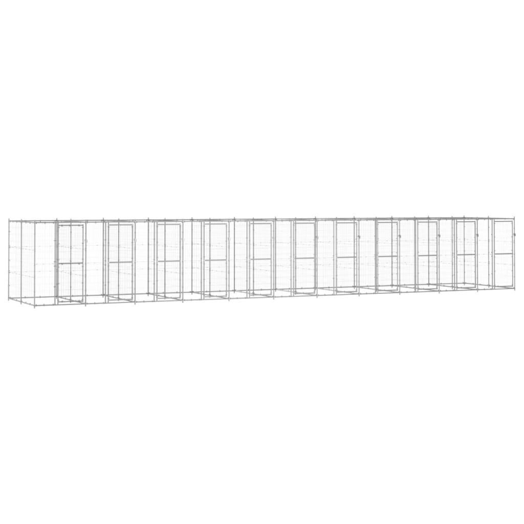 vidaXL Kojec zewnętrzny dla psa, stal galwanizowana, 26,62 m²
