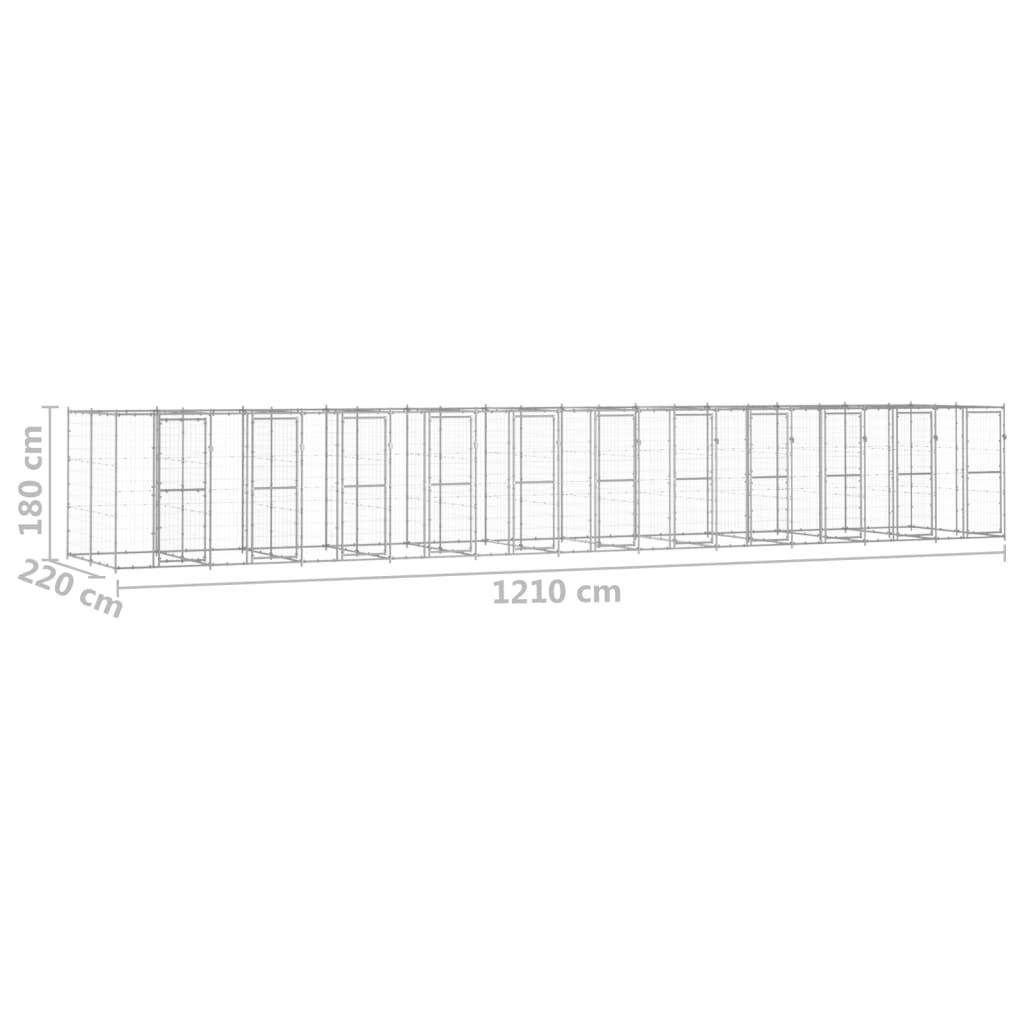 vidaXL Kojec zewnętrzny dla psa, stal galwanizowana, 26,62 m²