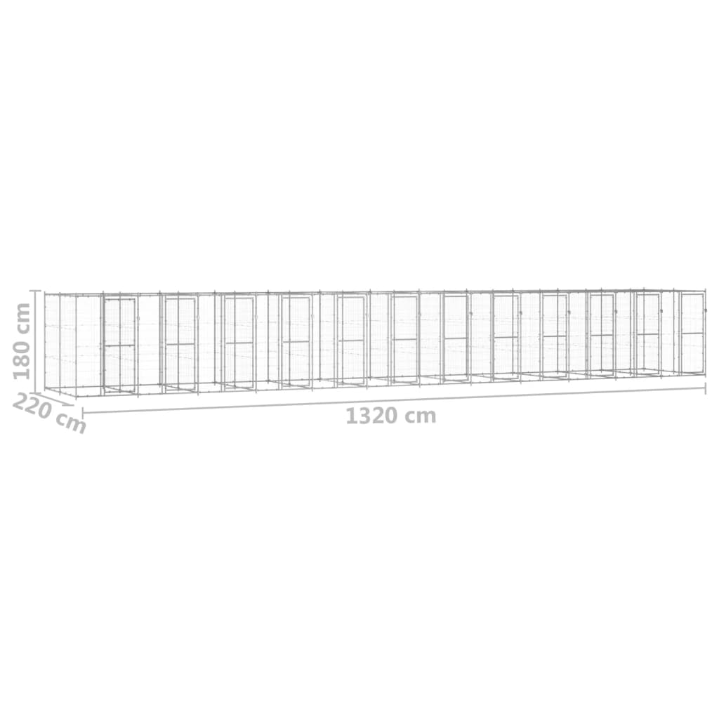 vidaXL Kojec zewnętrzny dla psa, stal galwanizowana, 29,04 m²