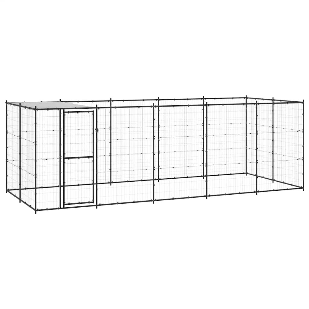 vidaXL Kojec dla psa, z zadaszeniem, stalowy, 12,1 m²