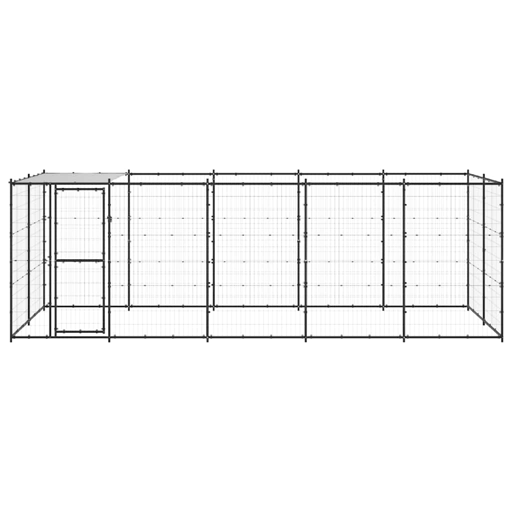 vidaXL Kojec dla psa, z zadaszeniem, stalowy, 12,1 m²