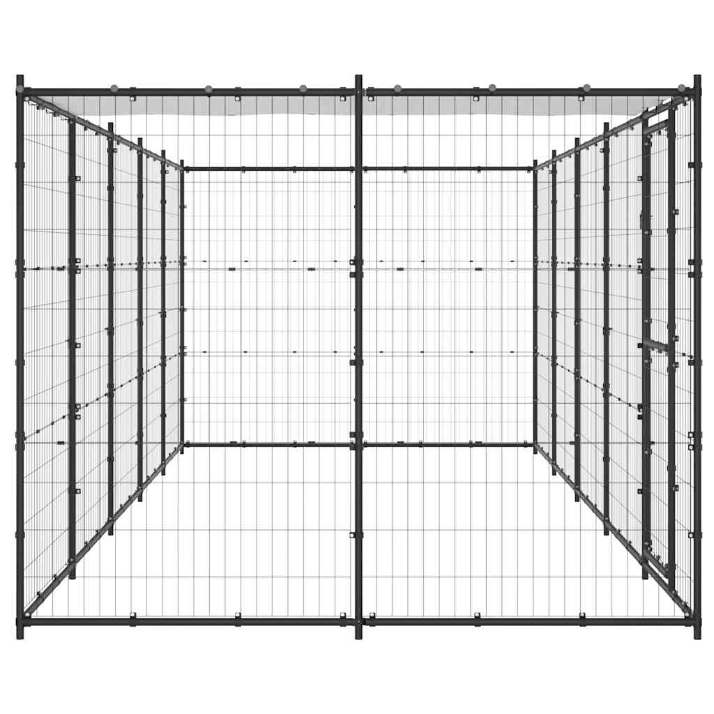 vidaXL Kojec dla psa, z zadaszeniem, stalowy, 12,1 m²