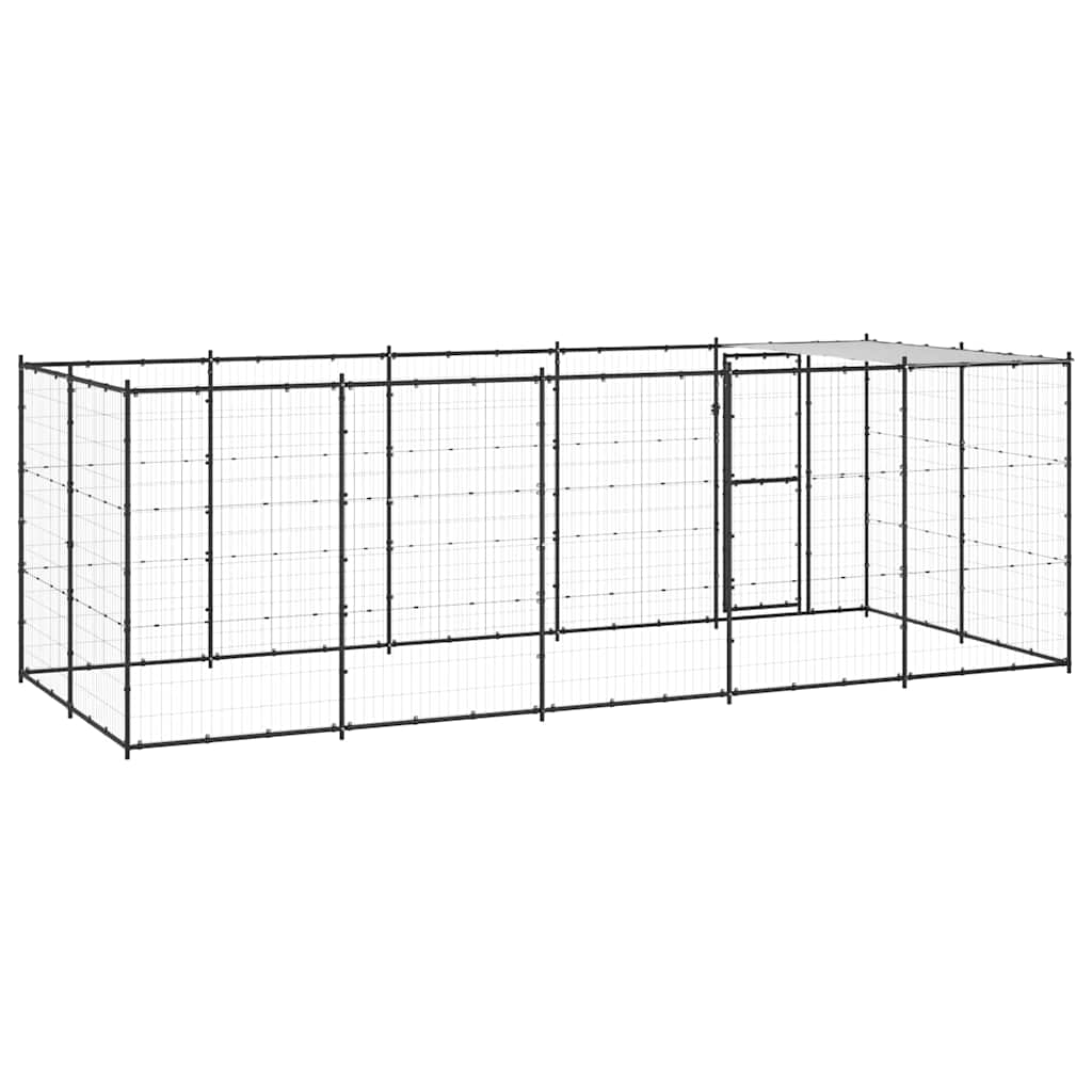 vidaXL Kojec dla psa, z zadaszeniem, stalowy, 12,1 m²