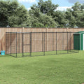 vidaXL Kojec dla psa, z zadaszeniem, stalowy, 12,1 m²