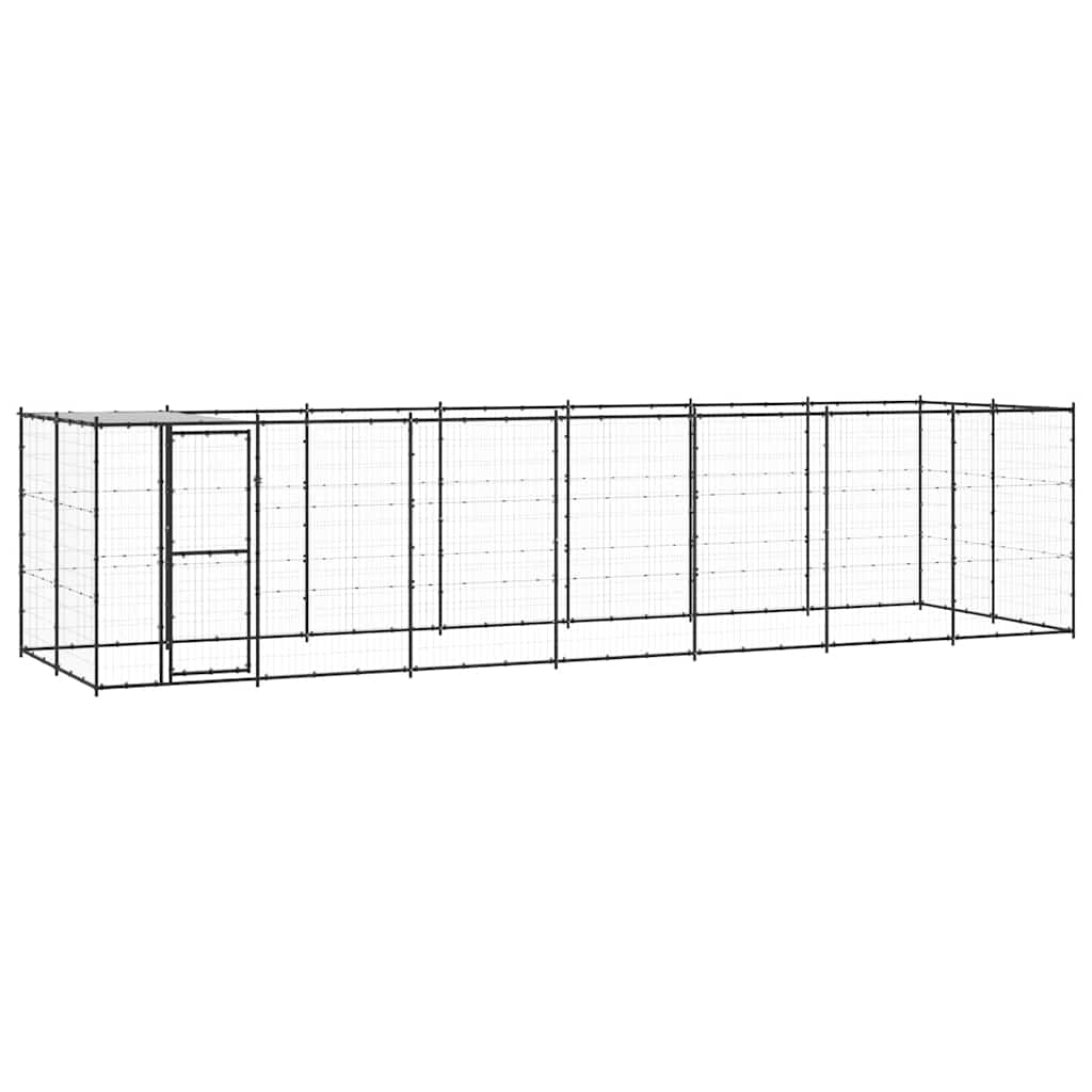 vidaXL Kojec dla psa, z zadaszeniem, stalowy, 16,94 m²