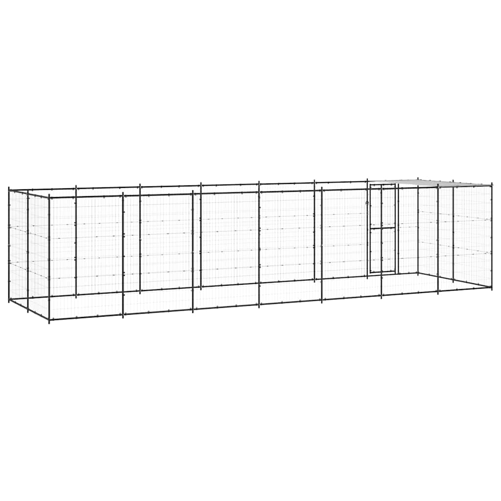 vidaXL Kojec dla psa, z zadaszeniem, stalowy, 16,94 m²