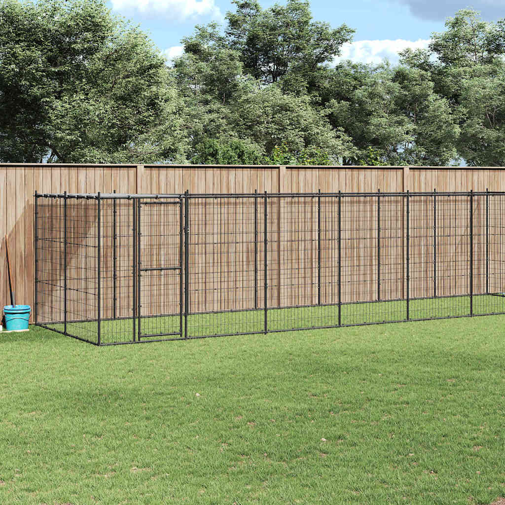 vidaXL Kojec dla psa, z zadaszeniem, stalowy, 16,94 m²