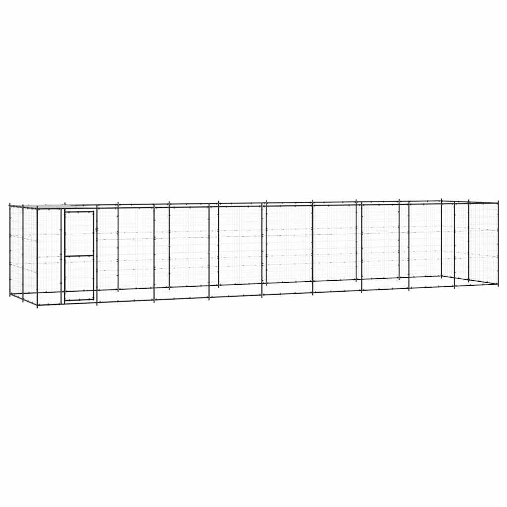 vidaXL Kojec dla psa, z zadaszeniem, stalowy, 21,78 m²