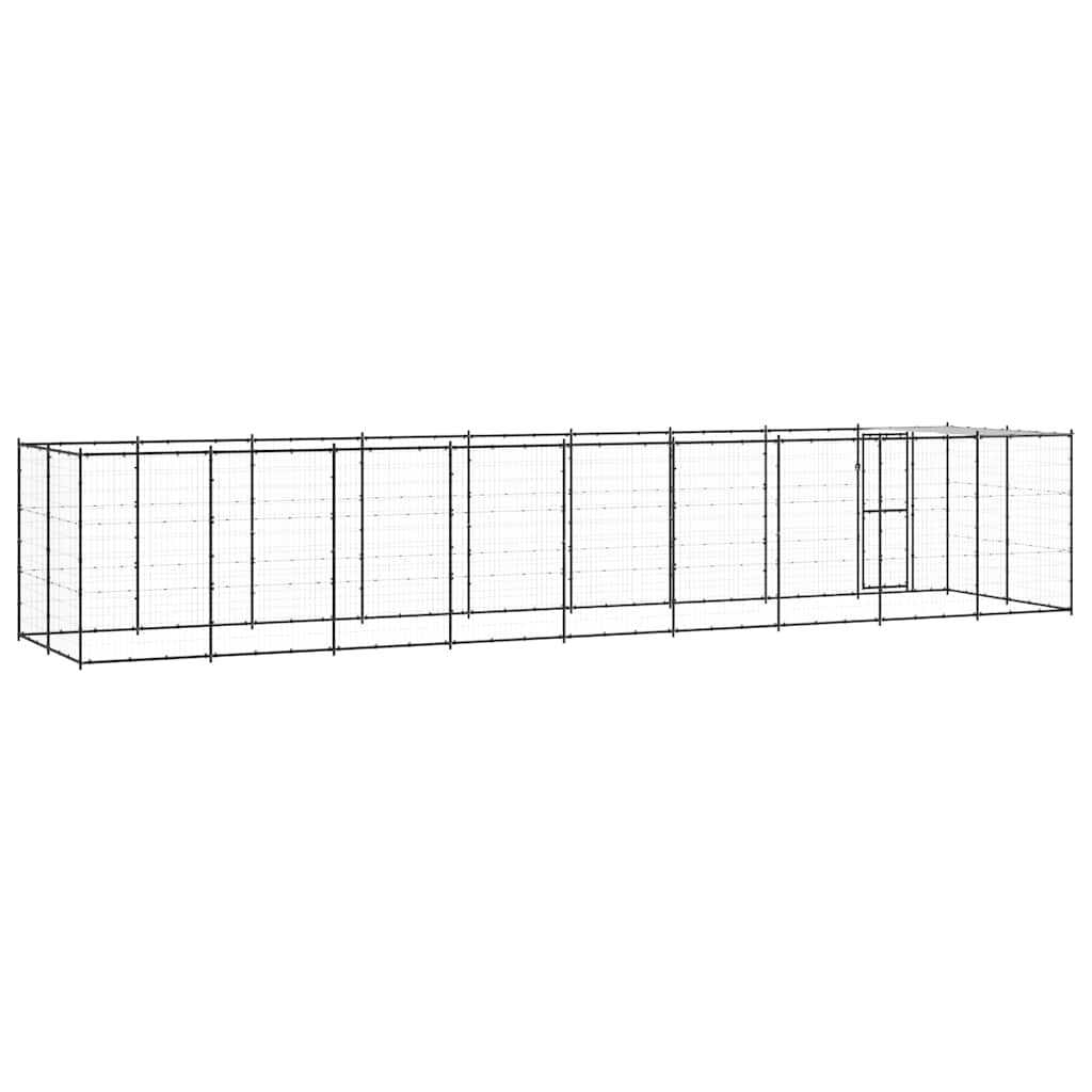 vidaXL Kojec dla psa, z zadaszeniem, stalowy, 21,78 m²