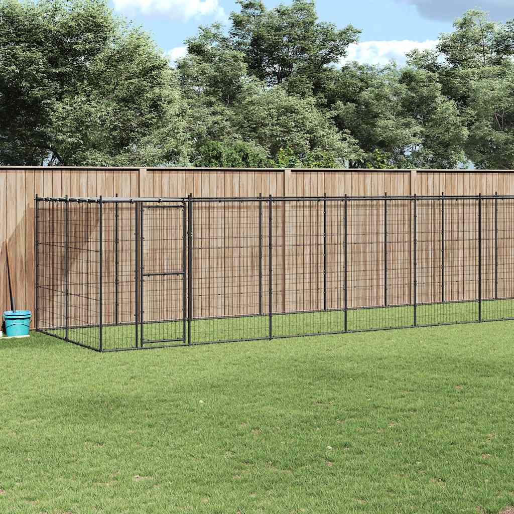 vidaXL Kojec dla psa, z zadaszeniem, stalowy, 21,78 m²